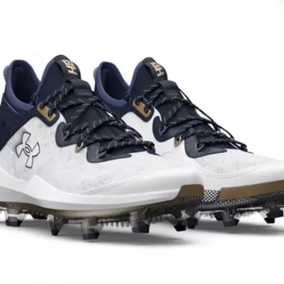 Under Armour Harper 8 Elite TPU "White/Midnight Navy" Men's Baseball Cleat - Picture 4 of 15